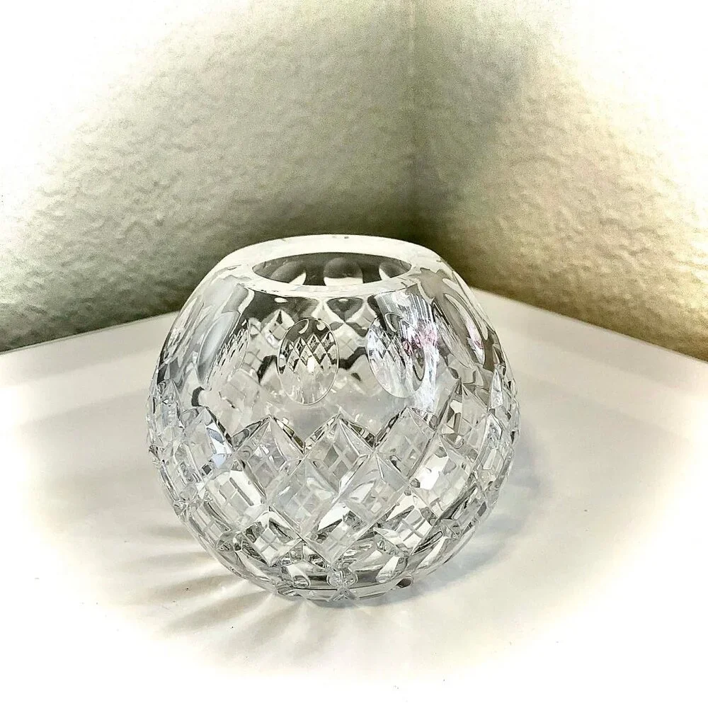 CRYSTAL CLEAR IND. Set of 3 Clear Cut Crystal Rose Bowls Votive Holders 3